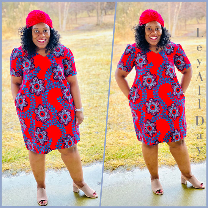 African Print Dress with Turban