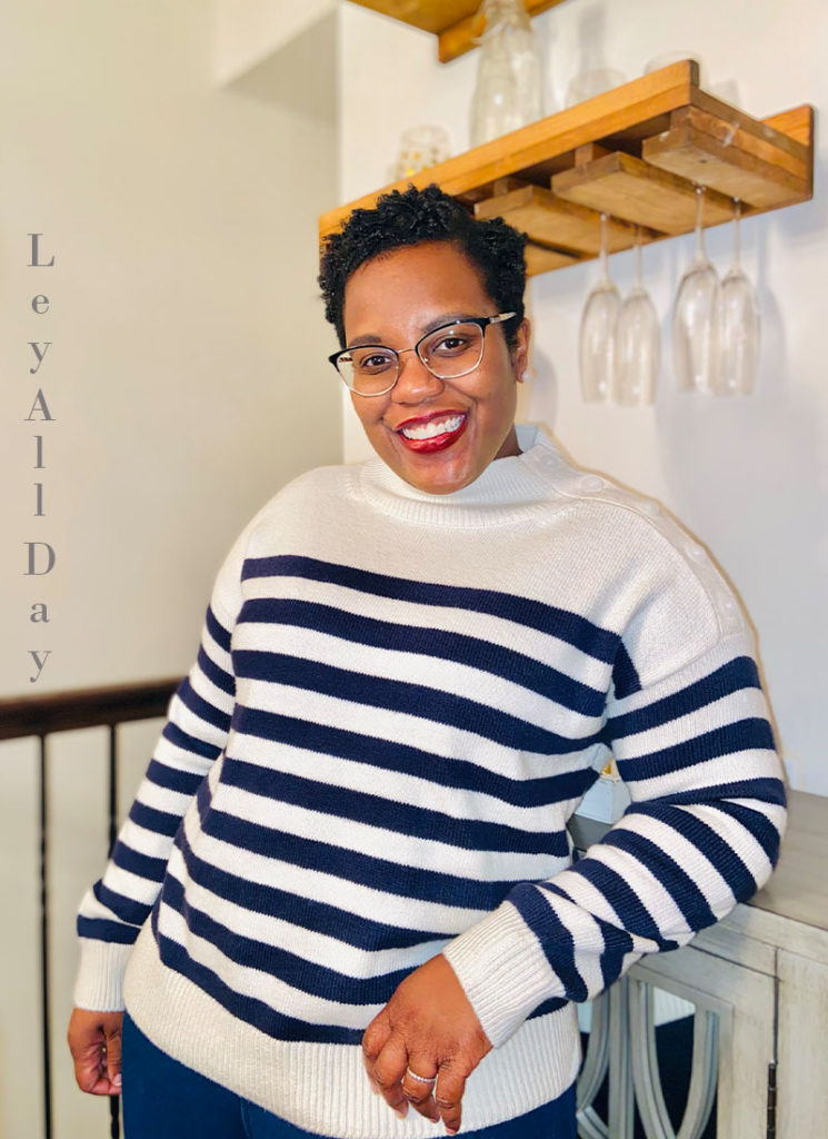 Striped Button Shoulder Sweater
