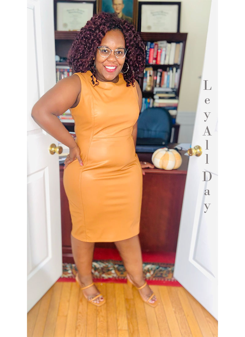 Brown Calvin Klein Faux Leather Dress