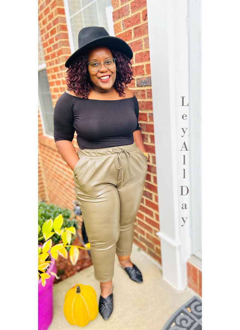 Olive Green Faux Leather Pants