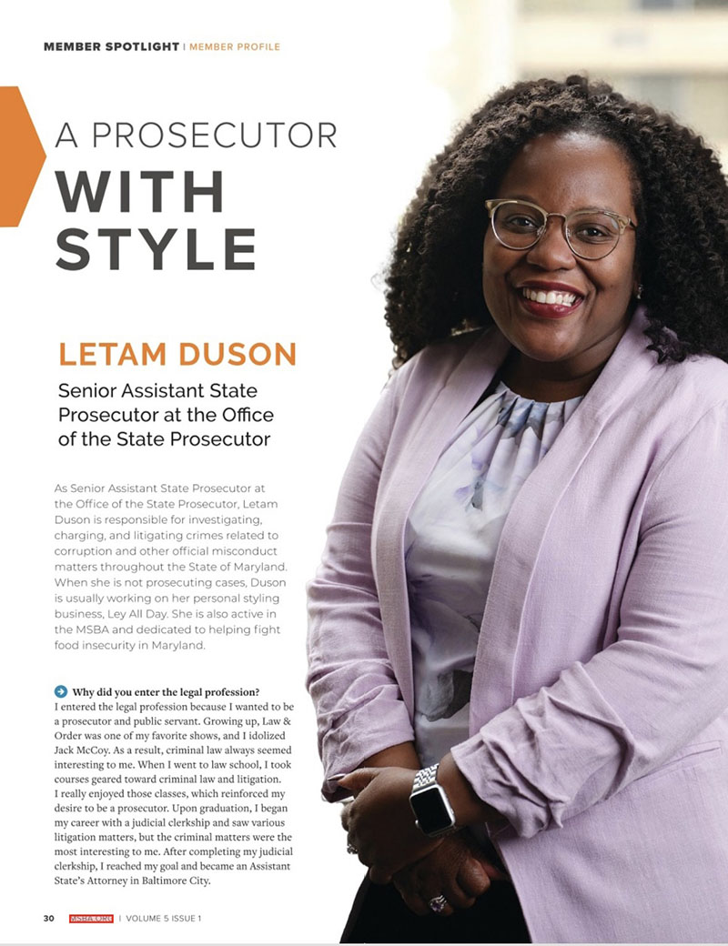 Ley Featured in Maryland Bar Journal